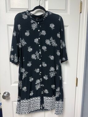 Zudio Black Floral Button-dress